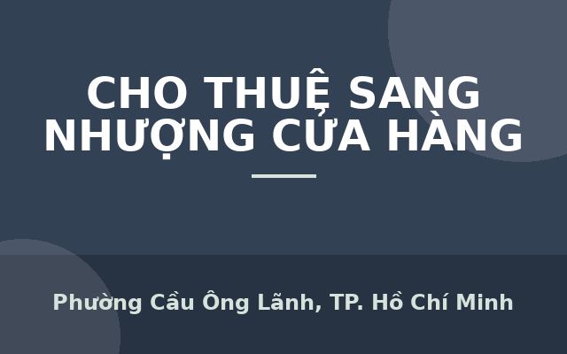 CẤN SANG NHƯỢNG MẶT BẰNG ĐANG KINH DOANH SPA TẠI KHU VỰC TRUNG TÂM QUẬN 1, HỒ CHÍ MINH, Phường Cầu Ông Lãnh, Thành…