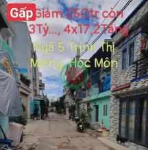 [GẤP]giảm 250Tr_giá Rẻ còn 3TỶ...Nhà (4x17) 2 TẦNG,.Ngay ngã 5 TRỊNH THỊ MIẾNG,Hẻm XeTải THÔNG, Hóc Môn