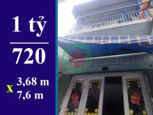 BÁN NHÀ HẺM 1247// HUỲNH TẤN PHÁT, PHÚ THUẬN, QUẬN 7. DT: 3,68 X 7,6M, 1 LẦU. GIÁ 1 TỶ 720