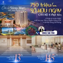 Cơ hội sở hữu ngay căn hộ view trực diện sông Hàn, 2PN, giá 2,x tỷ, full nội thất cao cấp