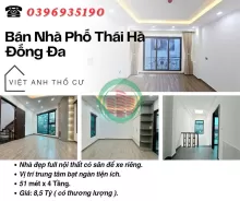 Bán nhà Thái Hà Đống Đa_Ngõ Trước Nhà Thoáng_Diện Tích Hiếm Tầm Tiền_51mx4T_Giá: 8.5 Tỷ, Lh: 0396935190.