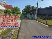 Đất đẹp Suối Tiên Diên Khánh, Khánh Hòa – Diện tích 505m² có 60m² thổ cư, đường nhựa 6m, gần khu đô thị VCN & VSIP, giá rẻ chỉ 4.8tr/m²! ZalO79-53.53.53O