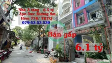 Bán gấp Nhà 3 tầng hẽm 778 Tân Kỳ Tân Quý, TpHCM. Đường ô tô giá giảm từ 6.5 tỷ còn 6.1 tỷ bán gấp O79-53.53.53O