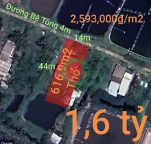 Bán gấp lô đất Thổ có nhà xã Vàm Cỏ giá 1,6 tỷ