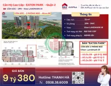 Chủ nhà Eaton Park - bán nhà đi Mỹ - bán căn góc 2PN - đã có HĐMB - công chứng ngay