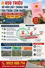 650 TRIỆU SỞ HỮU ĐẤT TRUNG TÂM THỊ TRẤN CẦN ĐƯỚC – SỔ HỒNG RIÊNG, CÔNG CHỨNG NGAY (GIÁ THẬT 100%)