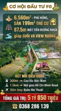 CƠ HỘI ĐẦU TƯ FO 6.560M² - PHỦ HỒNG, SẴN 199M² THỔ CƯ, CHỈ 5.5 TỶ. LH:0368286139