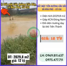 CHÍNH CHỦ BÁN 2 LÔ ĐẤT MẶT TIỀN CỦ CHI –  TPHCM , GIÁ TỐT