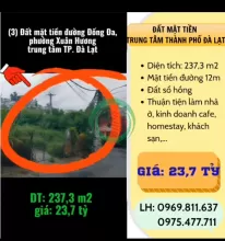 CHÍNH CHỦ BÁN ĐẤT ĐẸP TRUNG TÂM TP ĐÀ LẠT – ĐƯỜNG ĐỐNG ĐA