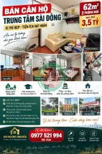 BÁN CĂN HỘ 62M² TRUNG TÂM SÀI ĐỒNG  GIÁ 3,5 TỶ 2 NGỦ ĐẦY ĐỦ NỘI THẤT 50M RA CHỢ SÀI ĐỒNG