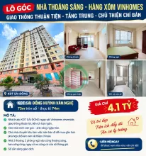BÁN CHUNG CƯ LÔ GÓC THOÁNG SÁNG SÀI ĐỒNG HÀNG XÓM VINHOMES 2 NGỦ BAN CÔNG RỘNG 74M² 4.1 TỶ.