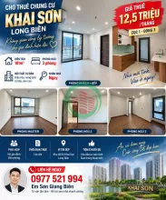 CHO THUÊ CHUNG CƯ KHAI SƠN LONG BIÊN CĂN 3 NGỦ  NHÀ MỚI TINH  101M²  12,5 TRIỆU/THÁNG