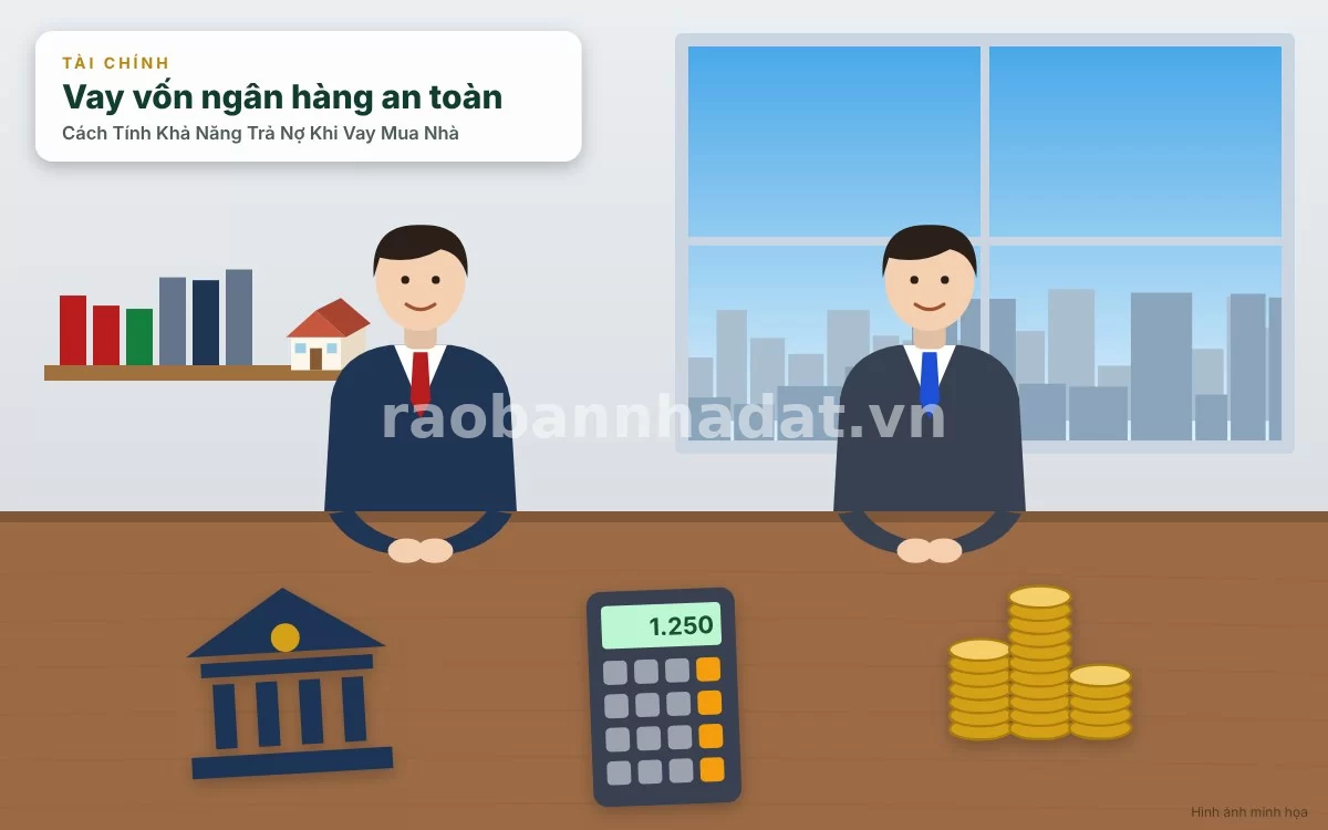 Chuyên gia tài chính đang hướng dẫn khách hàng sử dụng công cụ tính toán khoản vay ngân hàng trên máy tính