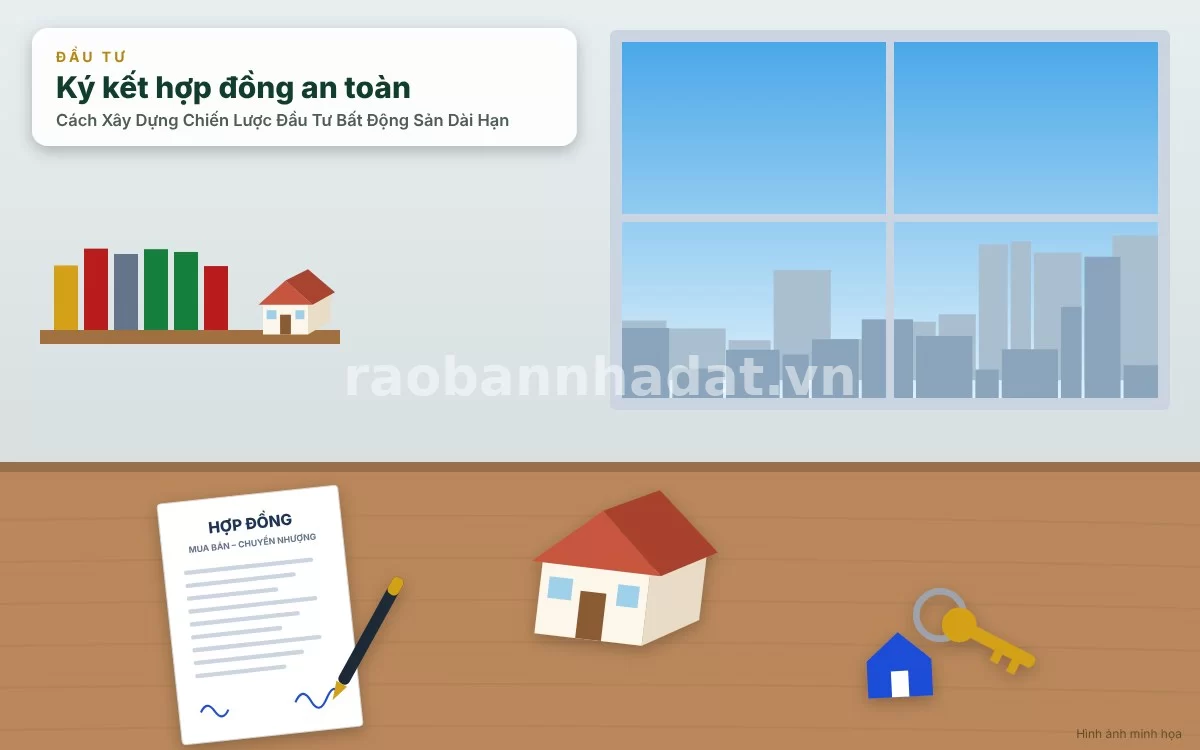 Nhà đầu tư thành công đang ký kết hợp đồng mua bán bất động sản dài hạn tại phòng công chứng sang trọng