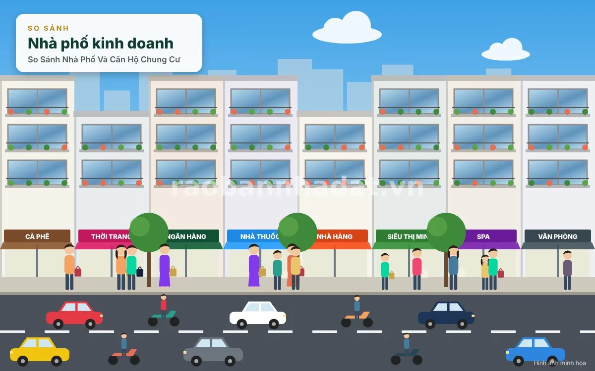 Bức tranh tương phản giữa nhà phố truyền thống sầm uất và khu căn hộ chung cư cao tầng hiện đại
