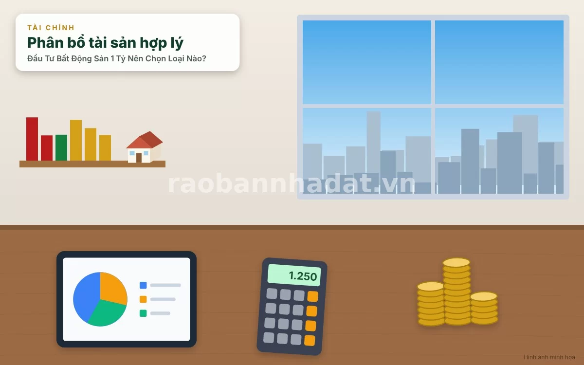 Biểu đồ phân bổ dòng tiền và các kênh đầu tư bất động sản với ngân sách 1 tỷ đồng