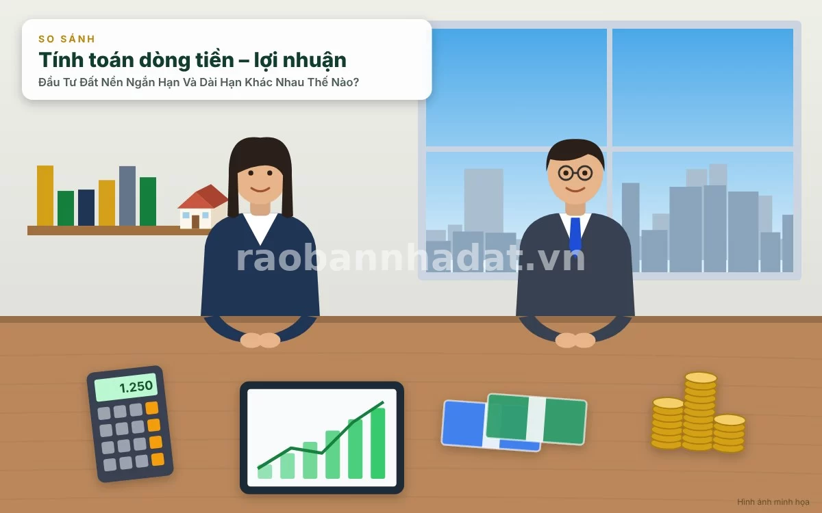 Chuyên gia tài chính đang phân tích chiến lược dòng tiền đầu tư ngắn hạn và dài hạn cho khách hàng