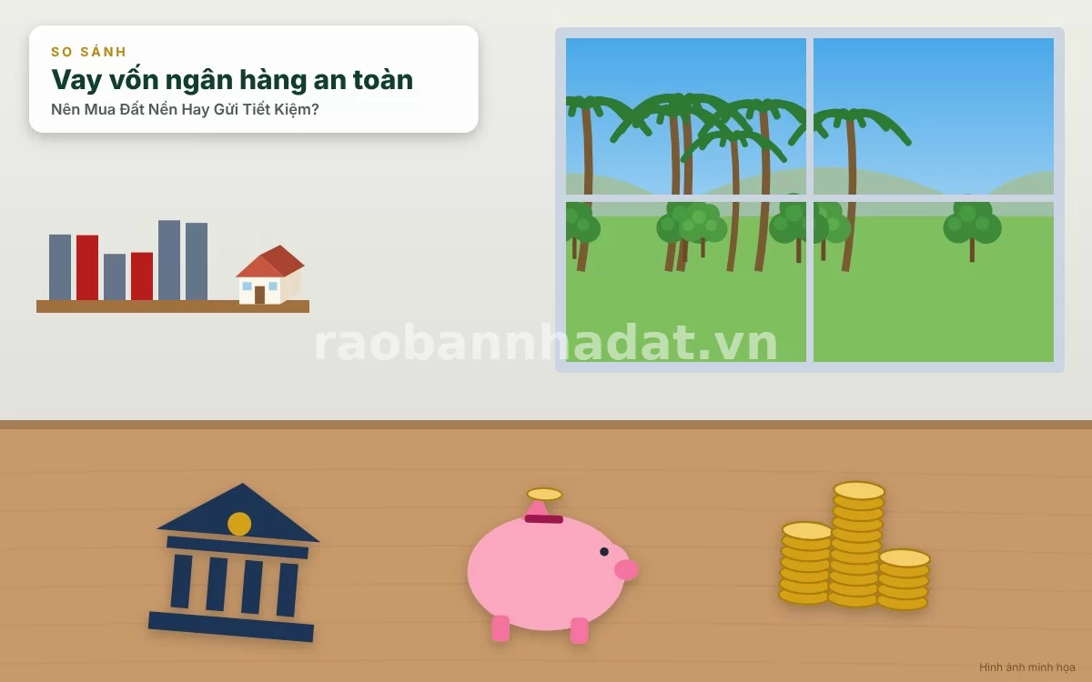 Bức tranh so sánh trực quan giữa kênh gửi tiết kiệm ngân hàng an toàn và đầu tư đất nền sinh lời
