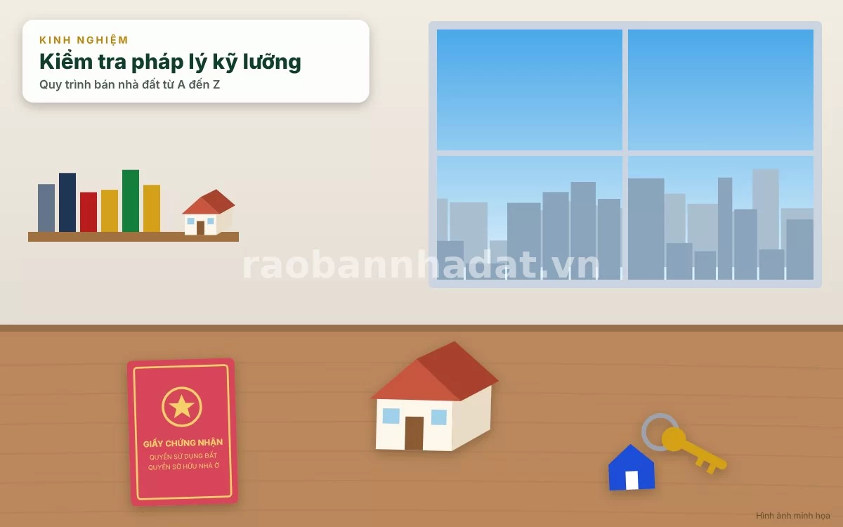 Chủ nhà kiểm tra sổ đỏ và khảo sát dữ liệu định giá bất động sản trước khi rao bán