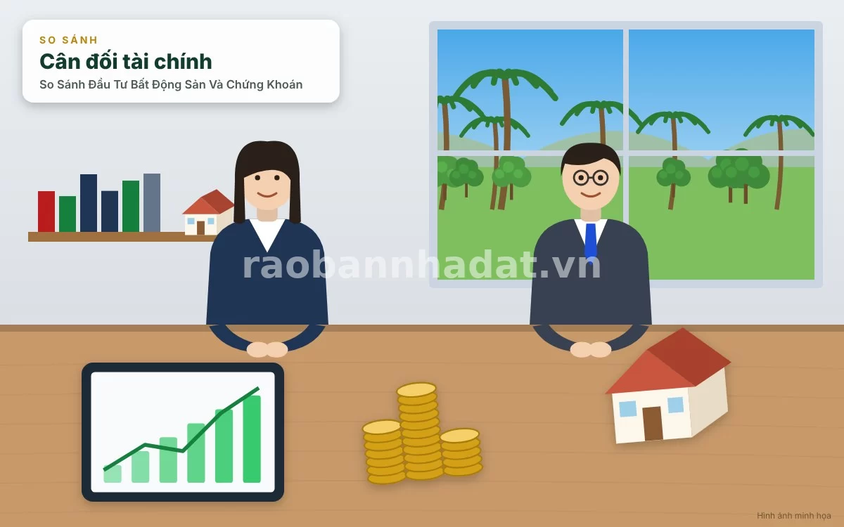 Chuyên gia tài chính đang tư vấn chiến lược phân bổ danh mục đầu tư kết hợp giữa chứng khoán và bất động sản