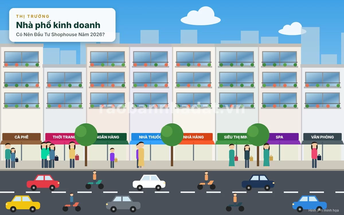 Hoạt động kinh doanh buôn bán nhộn nhịp, tấp nập khách hàng tại tầng trệt shophouse