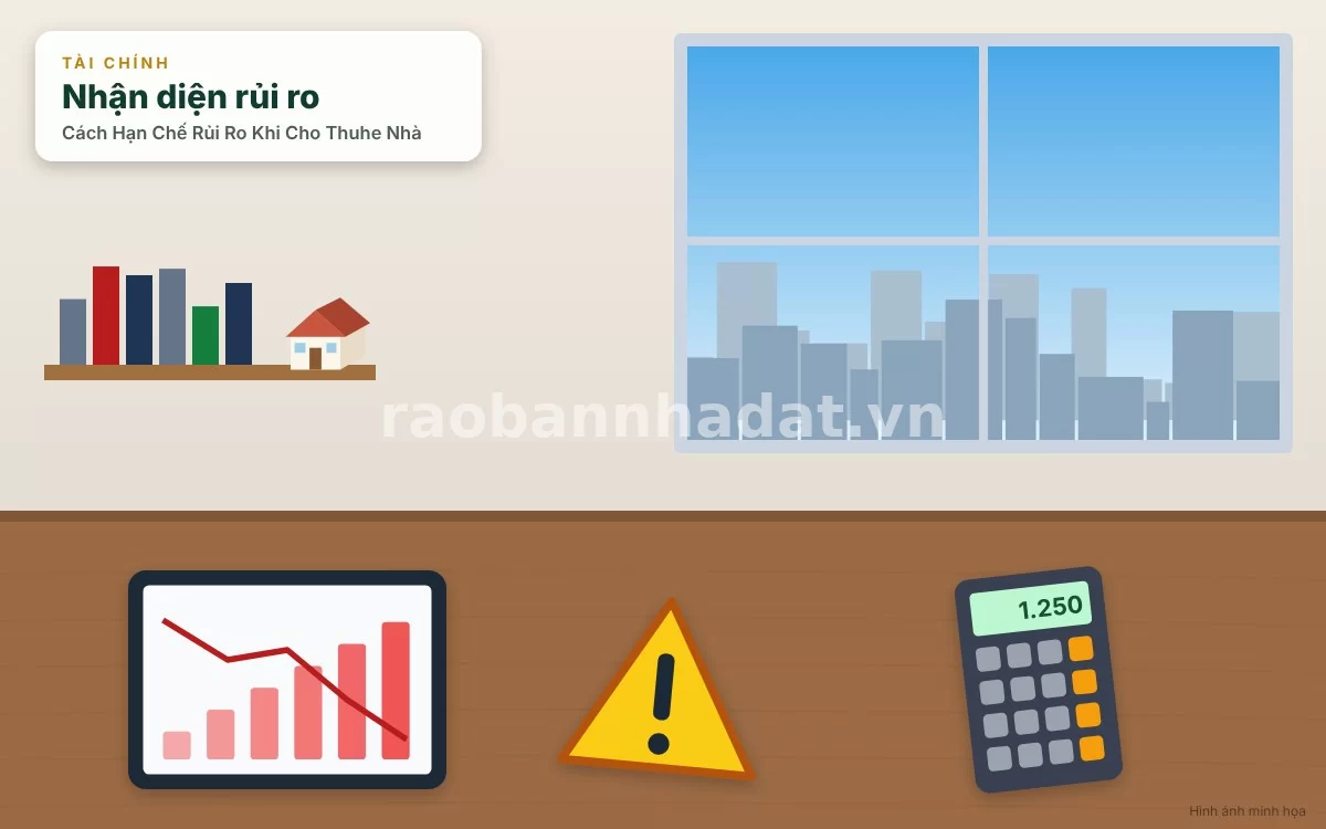 Infographic trực quan tóm tắt bảng các biện pháp phòng ngừa và xử lý rủi ro khi cho thuê nhà