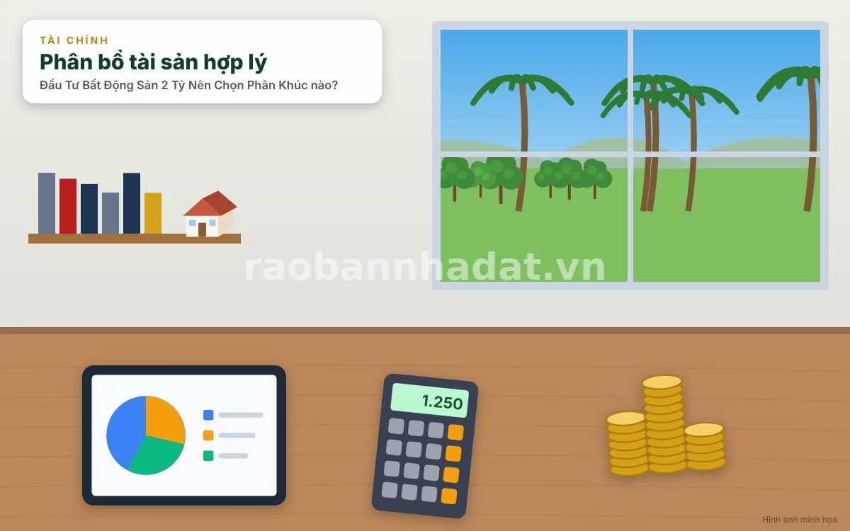Biểu đồ phân bổ danh mục đầu tư bất động sản với ngân sách 2 tỷ đồng