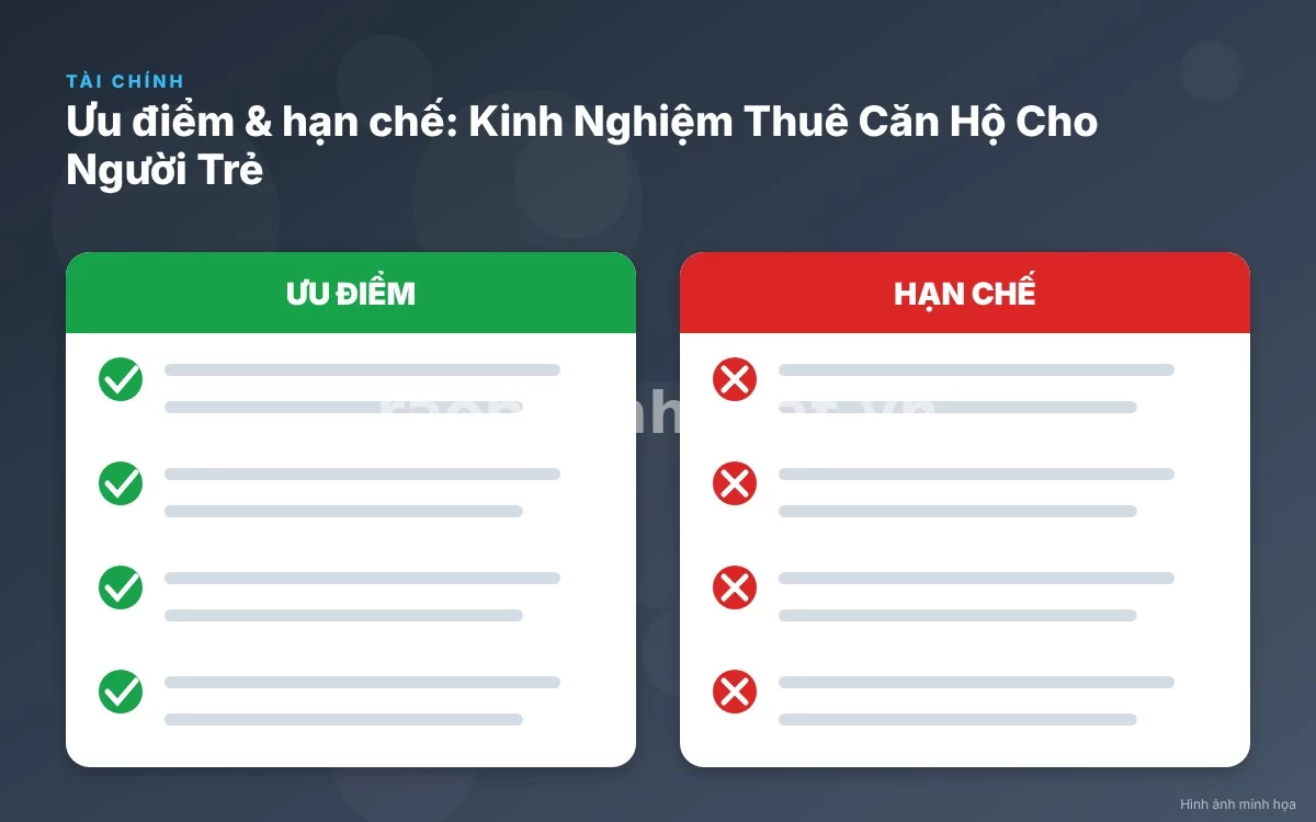 Infographic trực quan tóm tắt bảng so sánh các mô hình thuê căn hộ cho người trẻ
