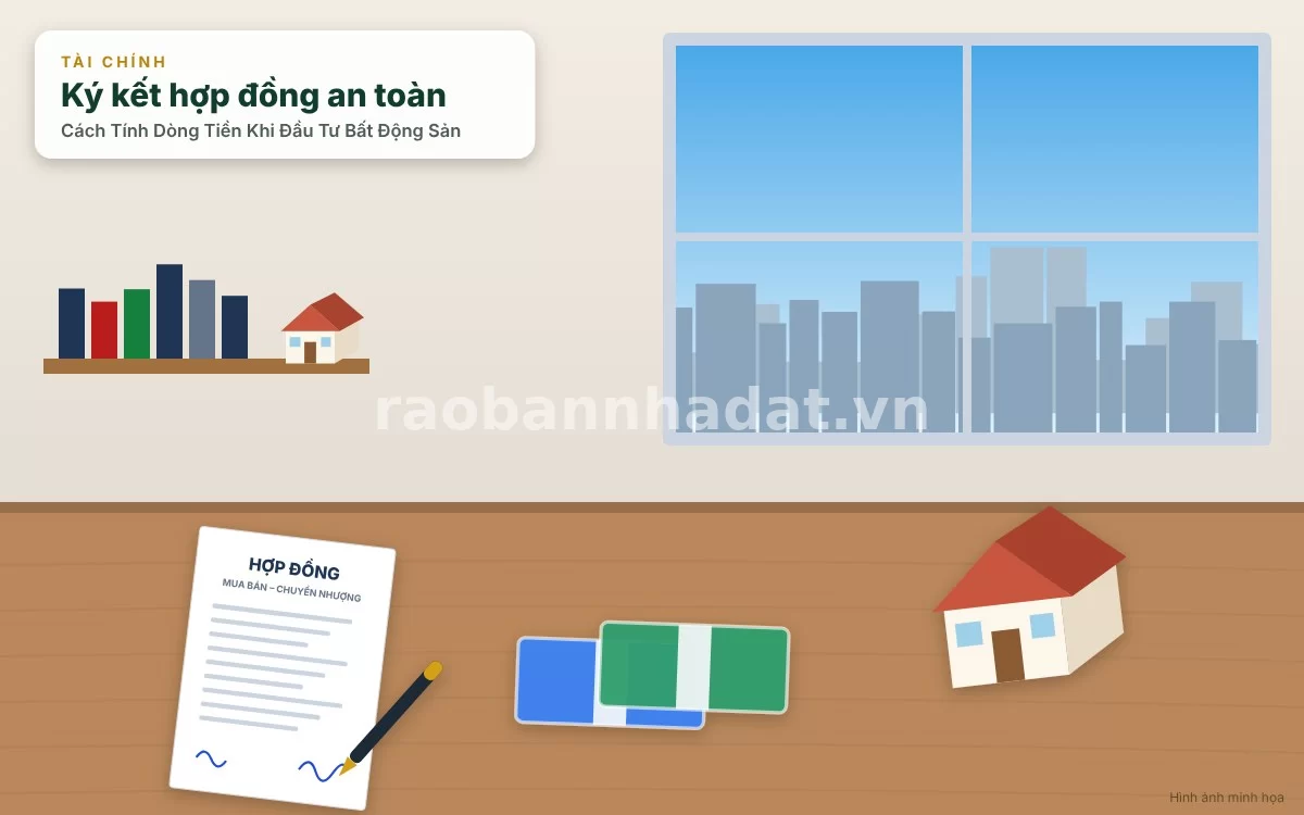 Nhà đầu tư thành công đang xem xét báo cáo tài chính và ký kết hợp đồng khai thác dòng tiền
