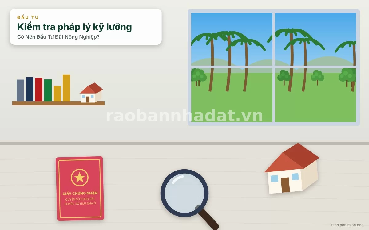 Cảnh kiểm tra kỹ lưỡng hồ sơ sổ đỏ và thông tin pháp lý đất nông nghiệp tại phòng công chứng