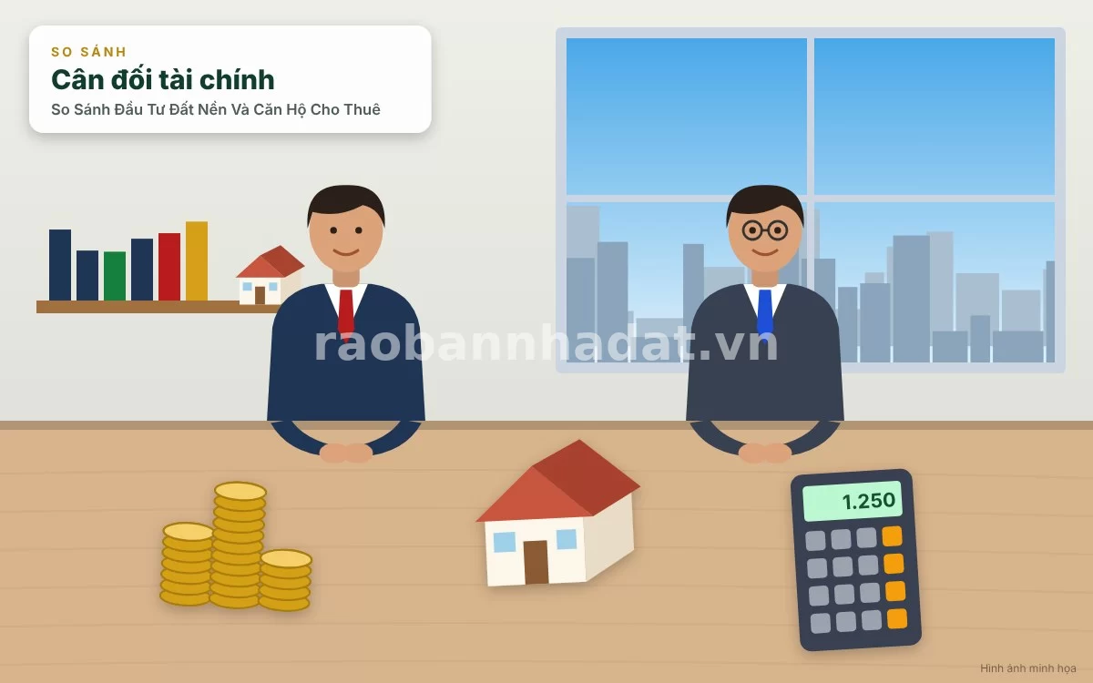 Chuyên gia tài chính đang tư vấn chiến lược phân bổ danh mục đầu tư giữa đất nền và căn hộ cho khách hàng