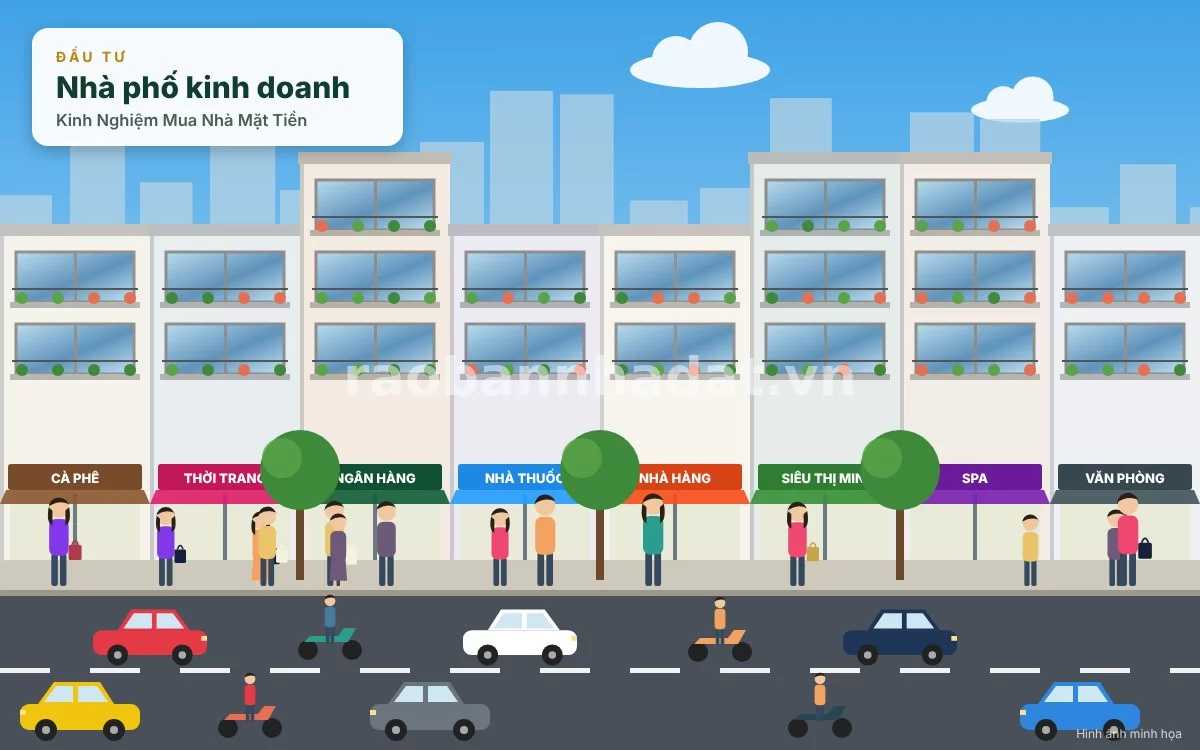 Minh họa các tiêu chí đánh giá vị trí đắc địa của nhà mặt tiền kinh doanh