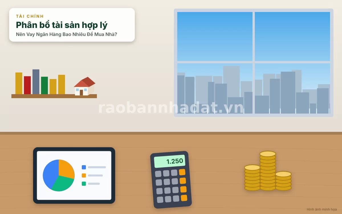 Biểu đồ phân bổ thu nhập gia đình và hạn mức trả nợ gốc lãi ngân hàng hàng tháng