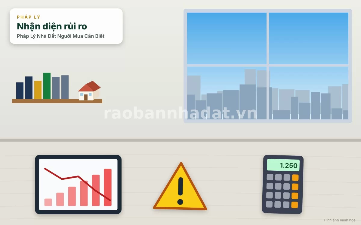 Infographic trực quan tóm tắt bảng các rủi ro pháp lý nhà đất và biện pháp phòng tránh