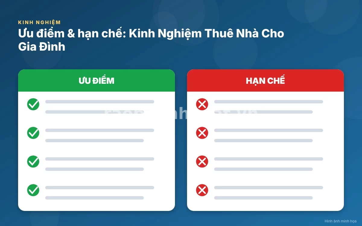 Infographic trực quan tóm tắt bảng so sánh các mô hình nhà cho thuê cho gia đình