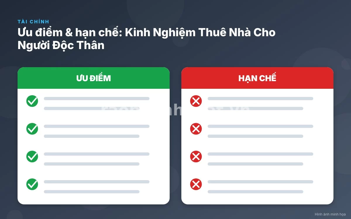 Infographic trực quan tóm tắt bảng so sánh các mô hình nhà cho thuê cho người độc thân