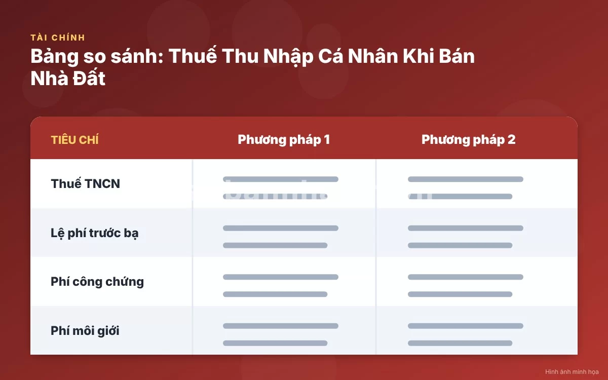 Infographic trực quan tóm tắt bảng so sánh các phương pháp tính thuế thu nhập cá nhân