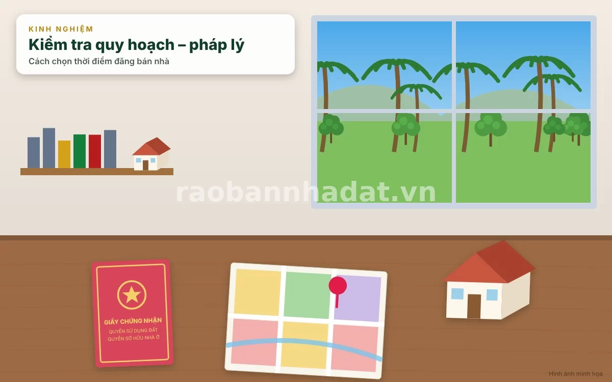 Chủ nhà xem xét bản đồ quy hoạch hạ tầng và kế hoạch tài chính cá nhân trước khi quyết định bán nhà