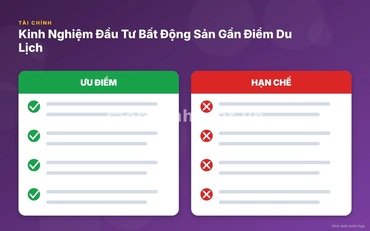 Infographic trực quan tóm tắt bảng so sánh ưu nhược điểm các mô hình đầu tư bất động sản gần điểm du lịch
