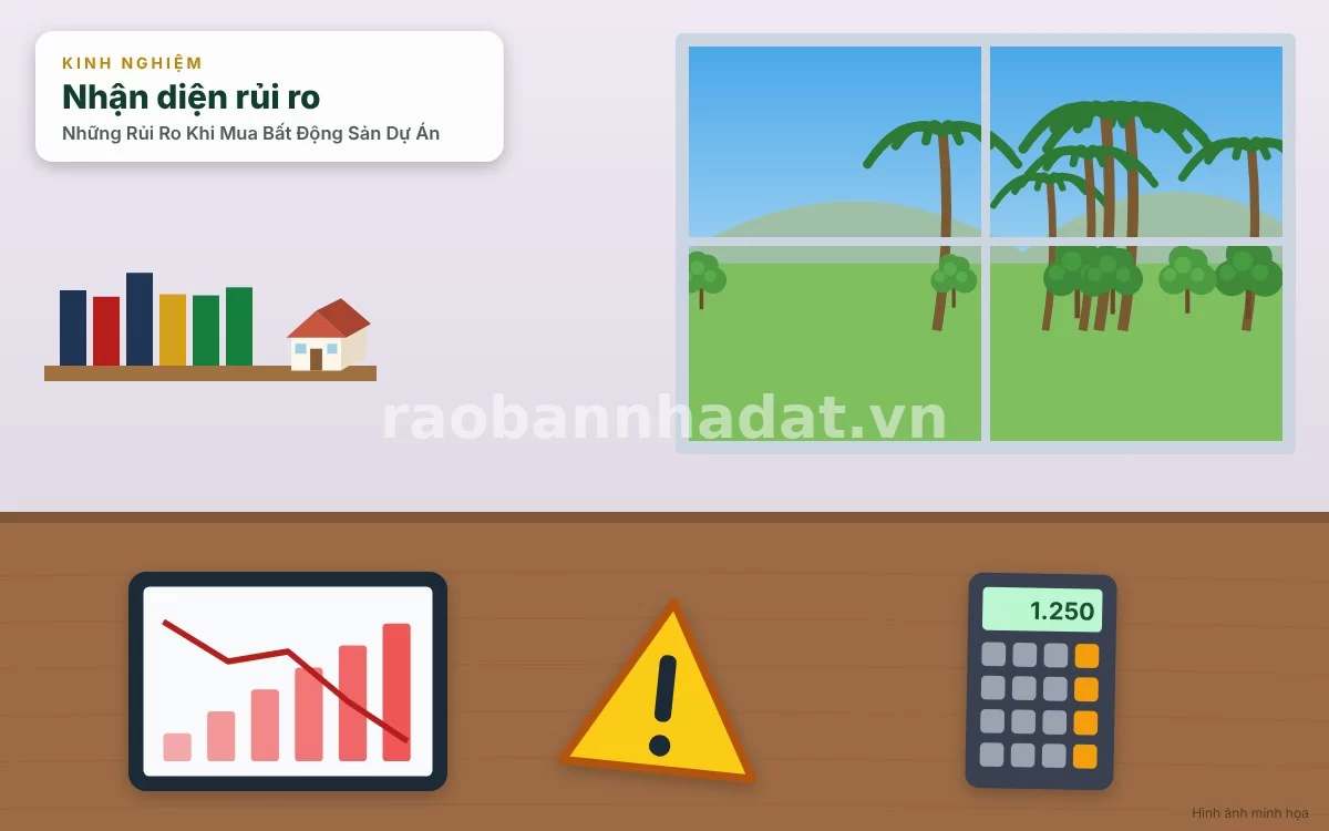 Infographic trực quan tóm tắt bảng checklist nhận diện các dấu hiệu dự án bất động sản rủi ro cao