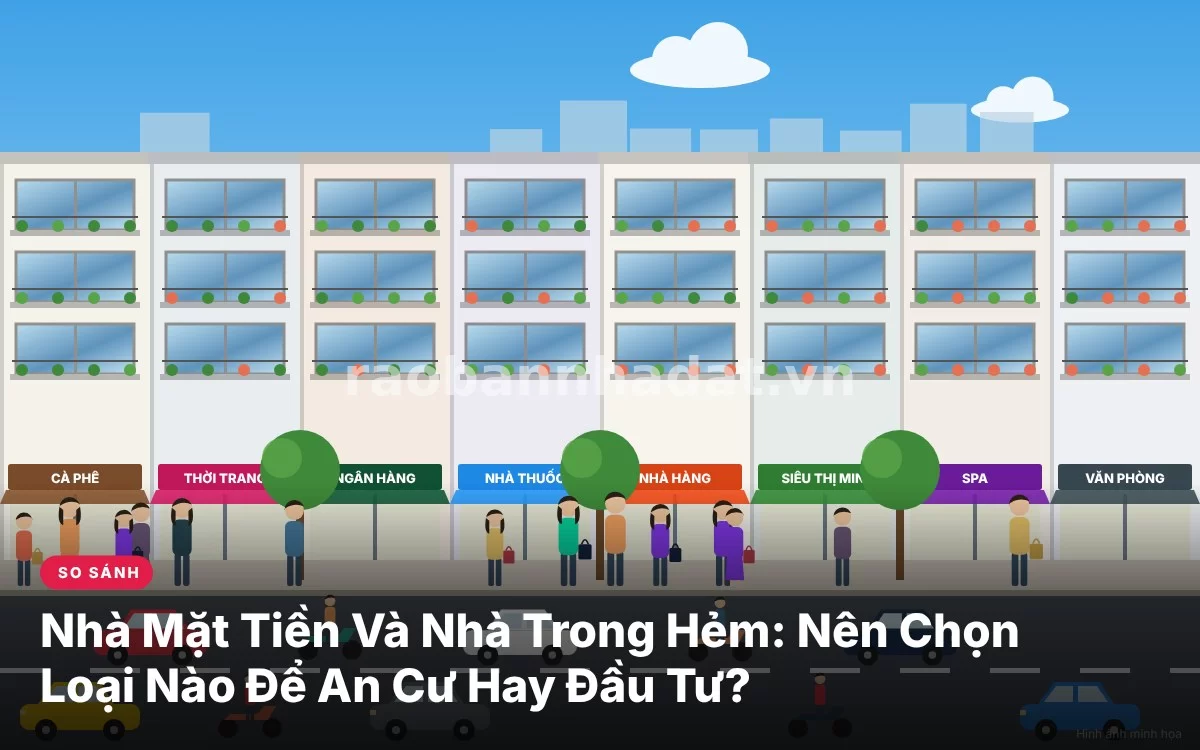 Tổng quan so sánh đa chiều giữa nhà mặt tiền đường lớn và nhà trong hẻm đô thị