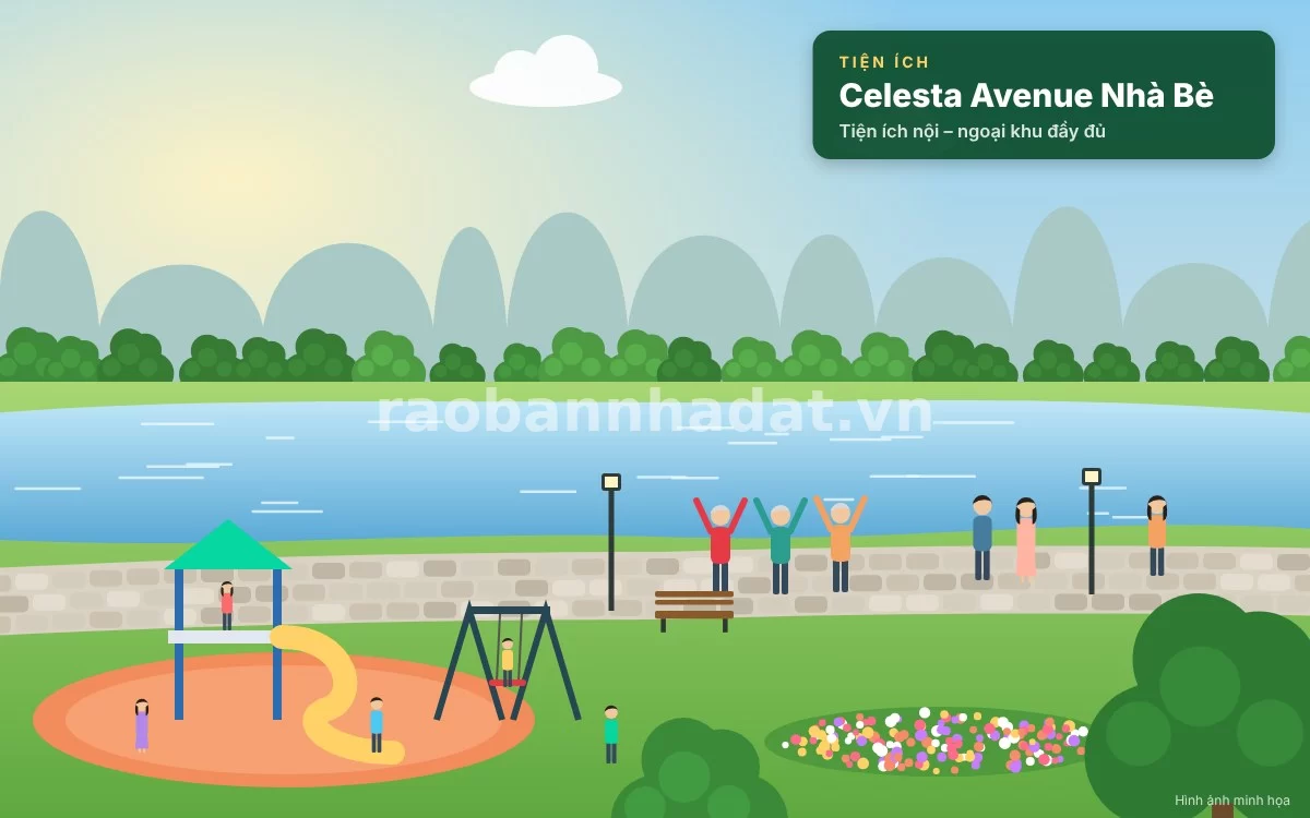 Tiện ích công viên cảnh quan và phố đi bộ mua sắm tại Celesta Avenue Nhà Bè