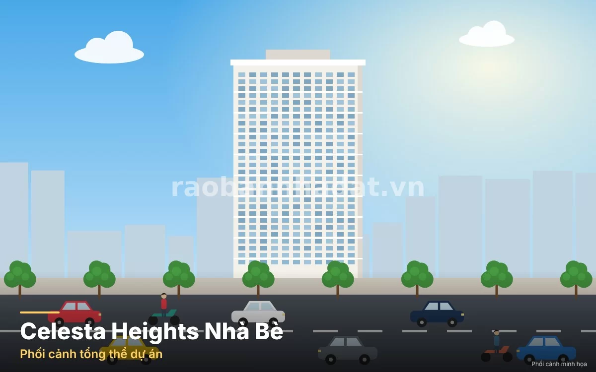 Phối cảnh kiến trúc tổng thể 4 tòa tháp căn hộ cao cấp Celesta Heights Nguyễn Hữu Thọ Nhà Bè