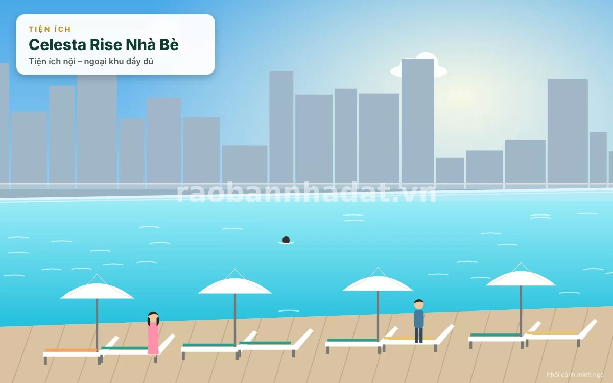 Hồ bơi tự do 50m và hồ bơi Olympic chuẩn resort tại dự án căn hộ Celesta Rise Nhà Bè