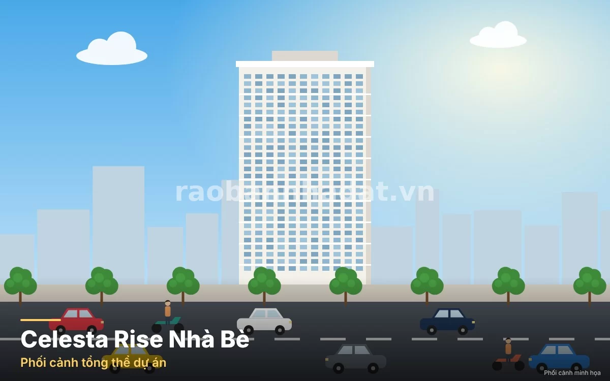 Phối cảnh tổng thể 5 tòa tháp căn hộ cao cấp Celesta Rise Nguyễn Hữu Thọ Phước Kiển Nhà Bè