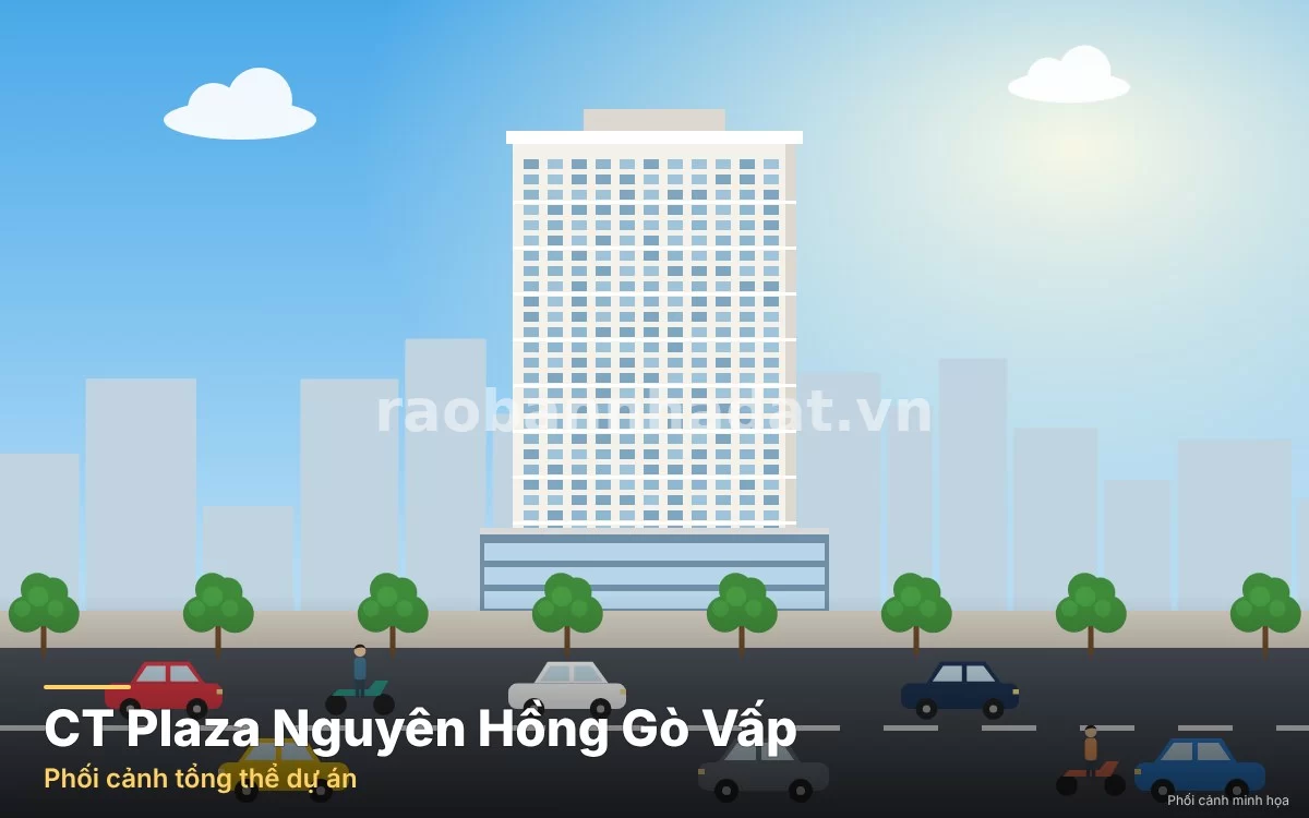 Phối cảnh tổng thể tòa tháp căn hộ nghệ thuật C.T Plaza Nguyên Hồng Phường 1 quận Gò Vấp