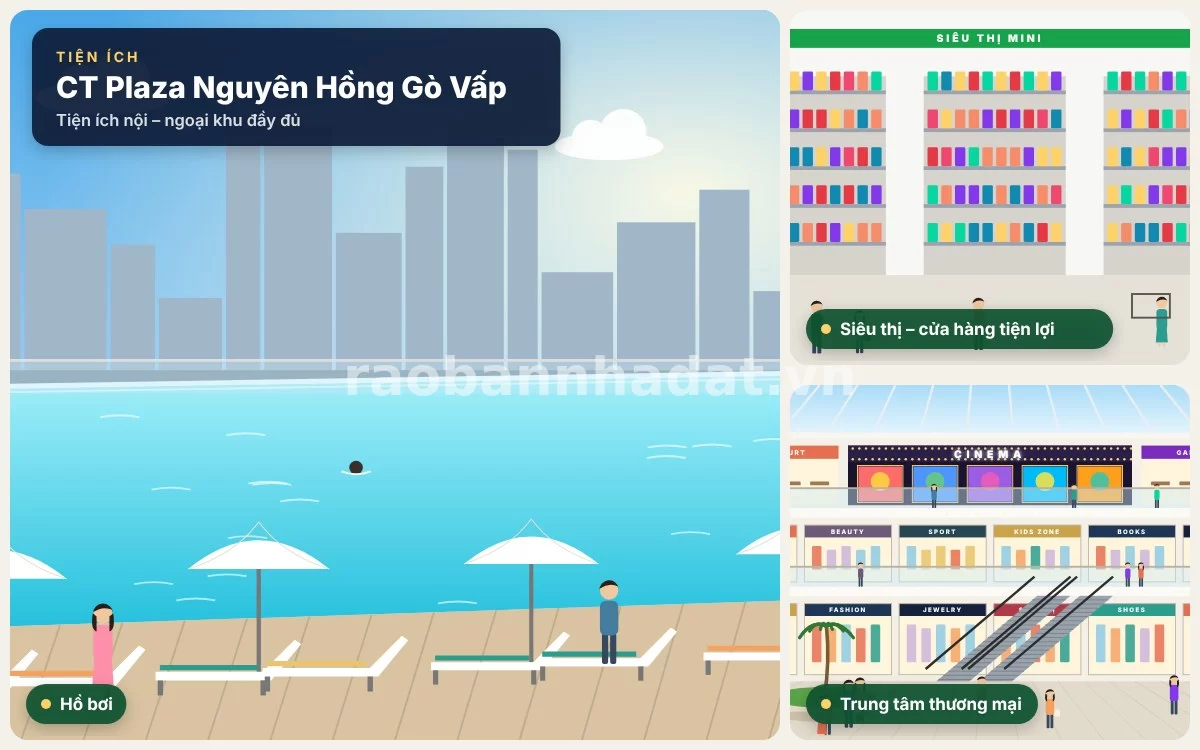 Hệ thống tiện ích hồ bơi chân mây trung tâm thương mại tại C.T Plaza Nguyên Hồng Gò Vấp