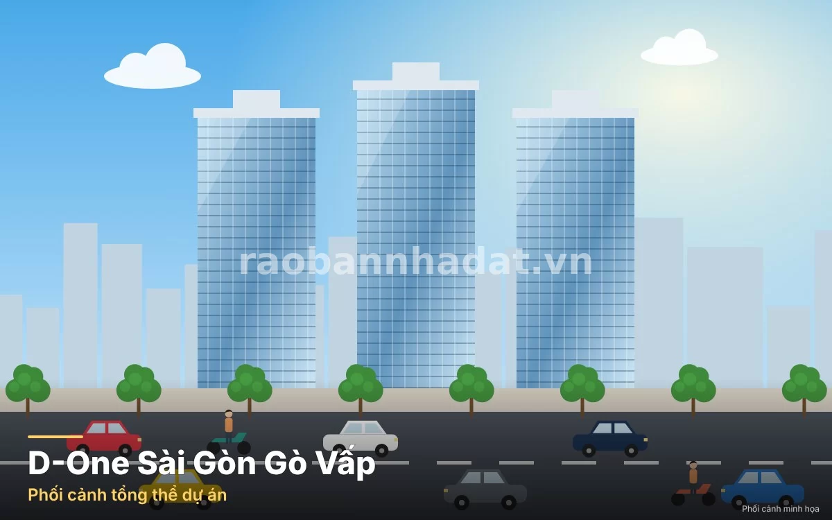 Phối cảnh tổng thể khu phức hợp thương mại giải trí shophouse D-One Sài Gòn mặt tiền Phan Văn Trị Gò Vấp