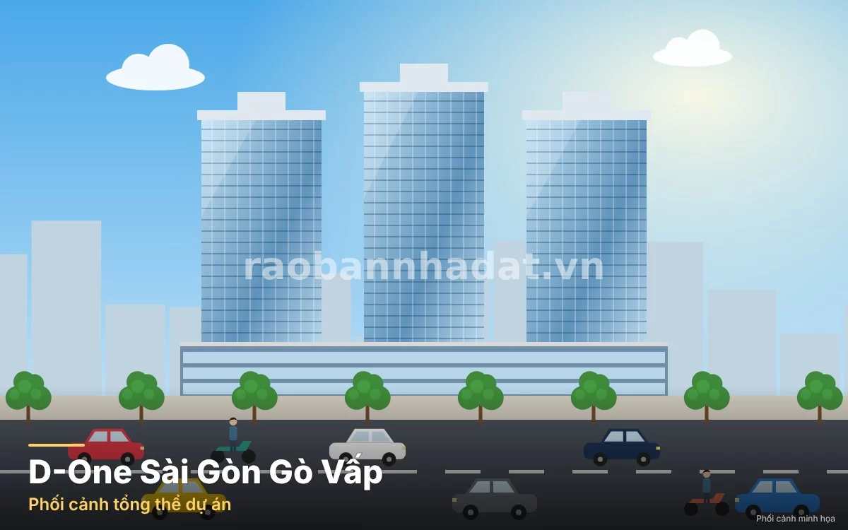 Phối cảnh tổng thể tổ hợp phố đi bộ thương mại giải trí và căn hộ studio D-One Sài Gòn Phan Văn Trị Gò Vấp
