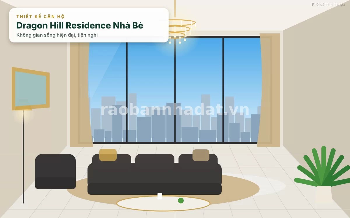 Thiết kế nội thất sang trọng và không gian mở đón gió tại căn hộ Dragon Hill Phước Kiển